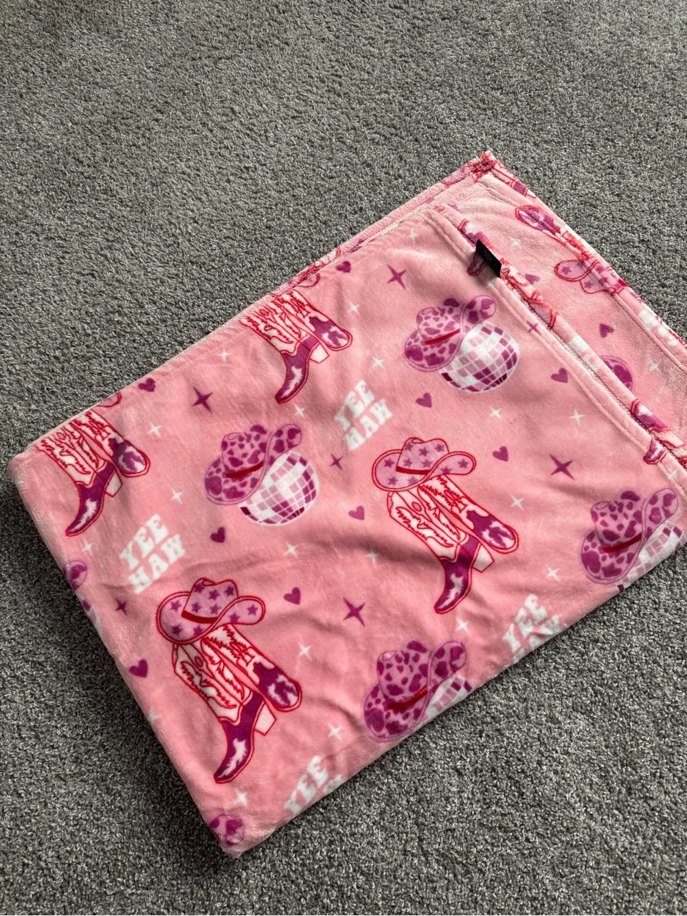 Rachel Zoe Pink Cowgirl Print Plush Throw Blanket